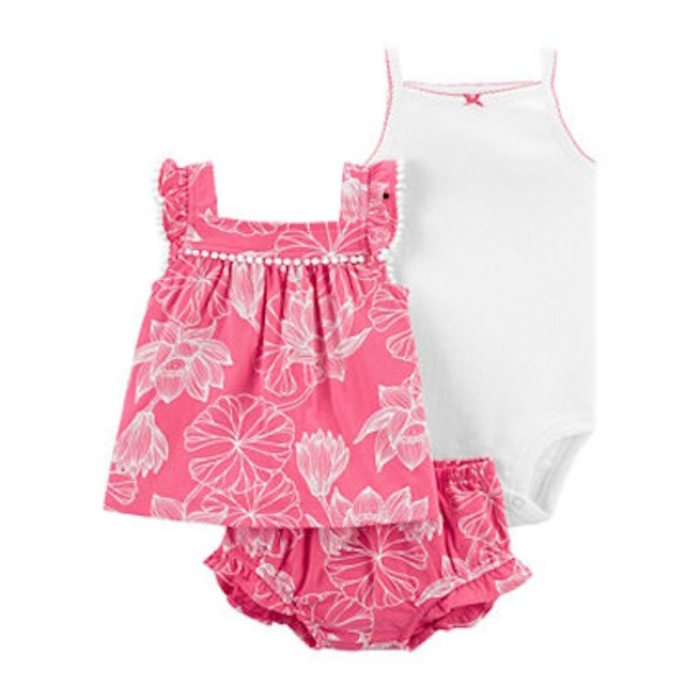 CARTER'S BABY GIRL 3 PIECE SHORT SET (NIP)